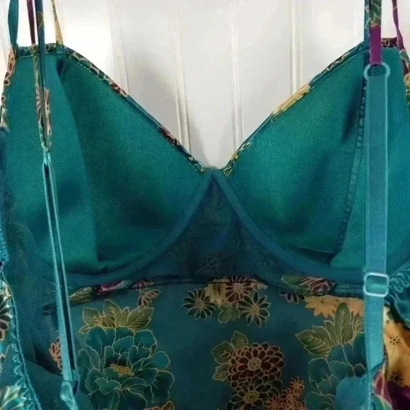 Cacique Womens Babydoll Floral Satin Slip Top Velvet Sz 26/28 Fairy Whimsigoth - Picture 13 of 16